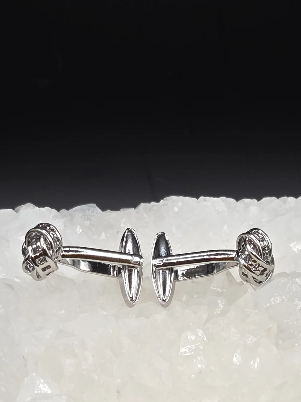 Polished Stainless Steel Knot Cufflinks for Men Silver Tone